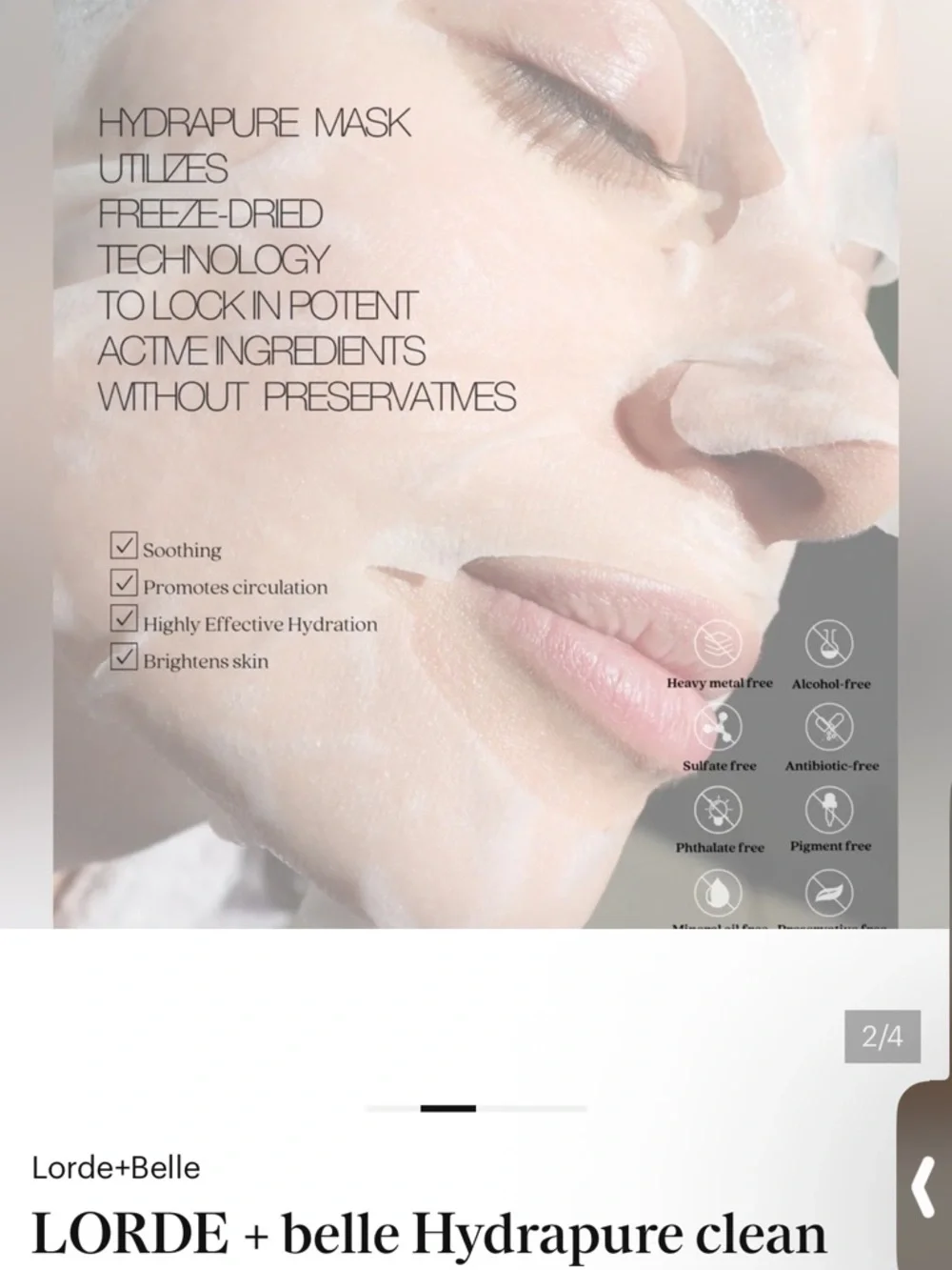 Lorde + Belle HydraPure Mask -Hydrating Face Masks (8 Pack)